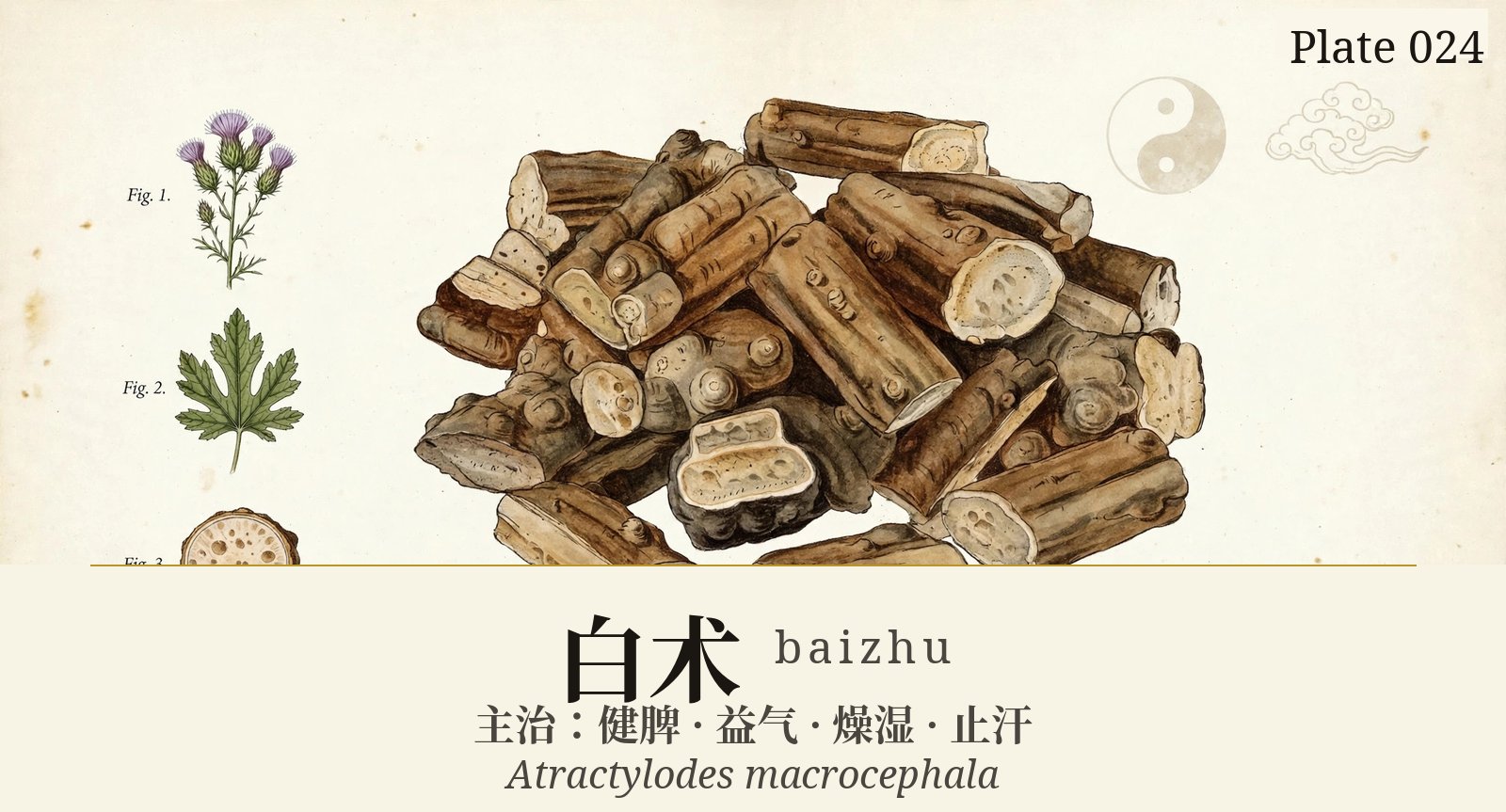 Baizhu (Atractylodes Root) — classical plate
